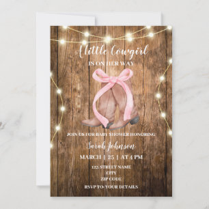 Rustic Cowgirl Baby shower Invitation Kaart