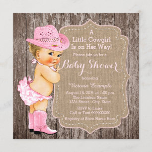 Rustic Cowgirl Baby shower Kaart