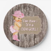 Rustic Cowgirl Baby shower Papieren Bordje (Voorkant)