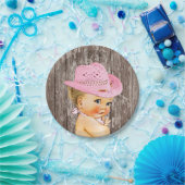 Rustic Cowgirl Baby shower Papieren Bordje (Feest)