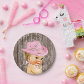Rustic Cowgirl Baby shower Papieren Bordje (Feest)