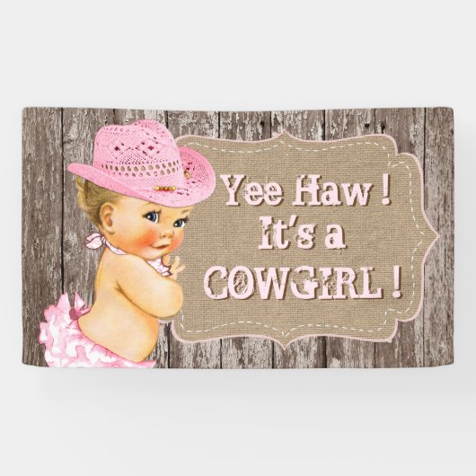 Rustic Cowgirl Baby shower Spandoek (Horizontaal)