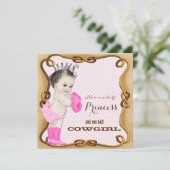 Rustic Cowgirl Baby shower Uitnodiging (Staand voorkant)