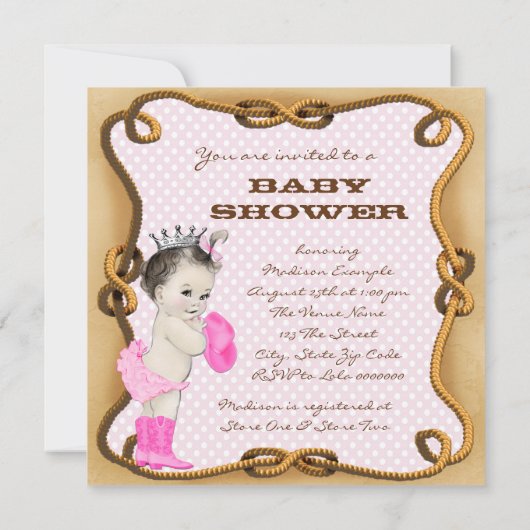 Rustic Cowgirl Baby shower Uitnodiging (Achterkant)