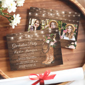 Rustic Cowgirl Boots 3 Foto's Graduation Party Kaart