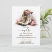 Rustic Cowgirl Boots and Hat 80th Birthday Party Kaart (Staand voorkant)