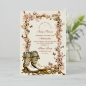 Rustic Cowgirl Boots Baby shower Folie Uitnodiging (Staand Voorkant)