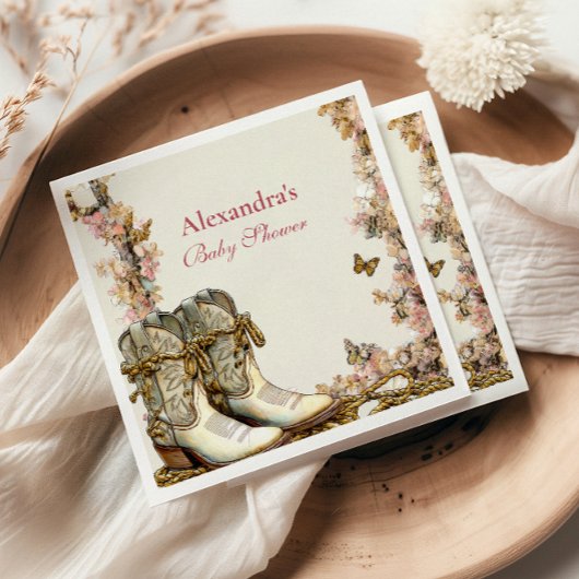 Rustic Cowgirl Boots Baby shower Servet