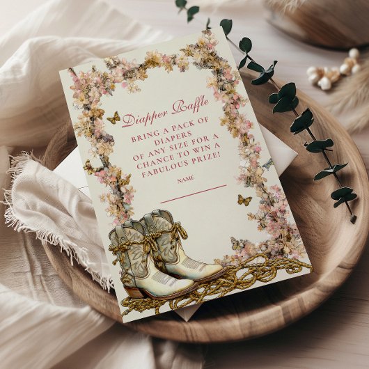 Rustic Cowgirl Boots Diapper Raffle Informatiekaartje