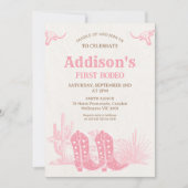 Rustic Cowgirl Boots First Rodeo 1st Birthday Kaart (Voorkant)