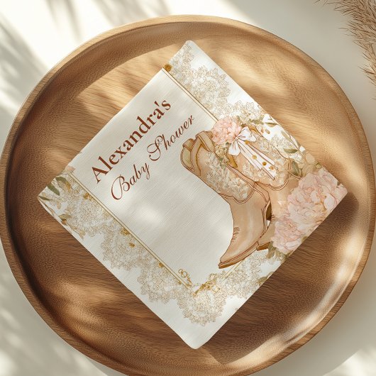 Rustic Cowgirl Boots Floral Baby shower Servet