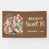 Rustic Cowgirl Boots Pink Roses Sweet 16 Spandoek (Horizontaal)