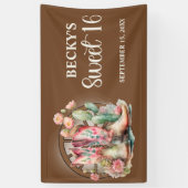 Rustic Cowgirl Boots Pink Roses Sweet 16 Spandoek (Verticaal)