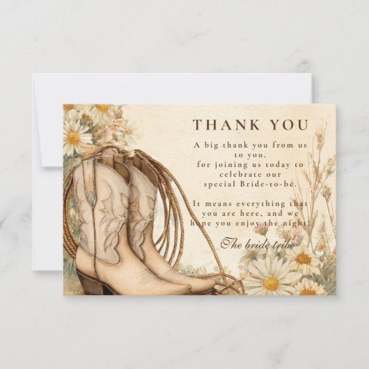 Rustic Cowgirl Daisy Bridal Shower Bedankkaart (Voorkant)