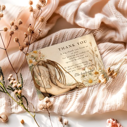 Rustic Cowgirl Daisy Bridal Shower Bedankkaart