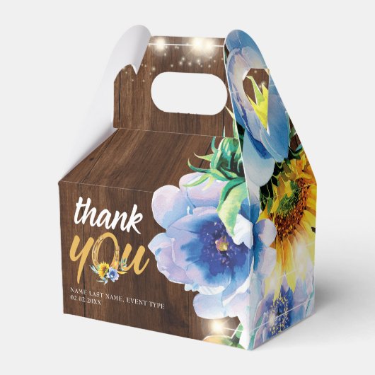 Rustic Cowgirl Floral String Lights Gepersonalisee Bedankdoosjes (Voorkant Zijde)