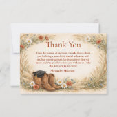 Rustic Cowgirl Graduation Party Bedankkaart (Voorkant)