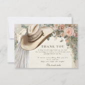 Rustic Cowgirl Hat Floral Bridal Shower Bedankkaart (Voorkant)