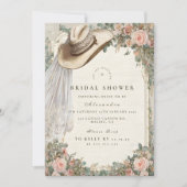 Rustic Cowgirl Hat Floral Bridal Shower Kaart (Voorkant)