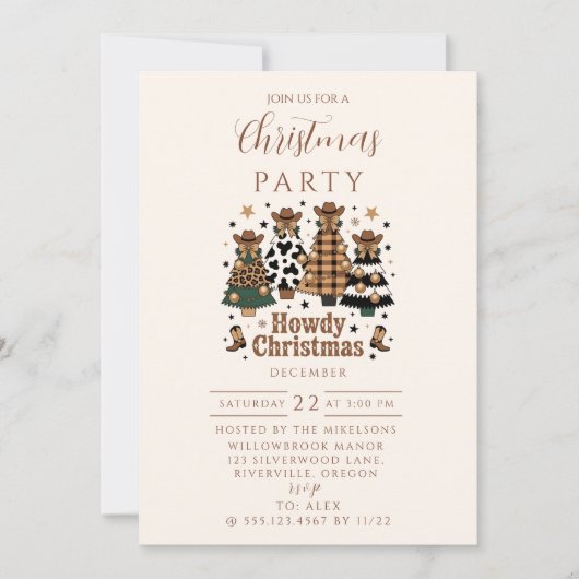 Rustic Cowgirl Howdy Western Christmas Kaart (Voorkant)