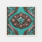 Rustic Cowgirl Turquoise Bruine Landelijke Westers Servet (Voorkant)