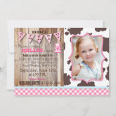 Rustic Cowgirl Westerne Theme Birthday Invitaties Kaart (Voorkant)