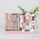 Rustic Cowgirl Westerne Theme Birthday Invitaties Kaart (Staand voorkant)