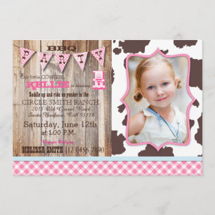 Rustic Cowgirl Westerne Theme Birthday Invitaties Kaart