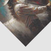 Rustic Cowgirl with White Horse Decoupage Tissuepapier (Detail)