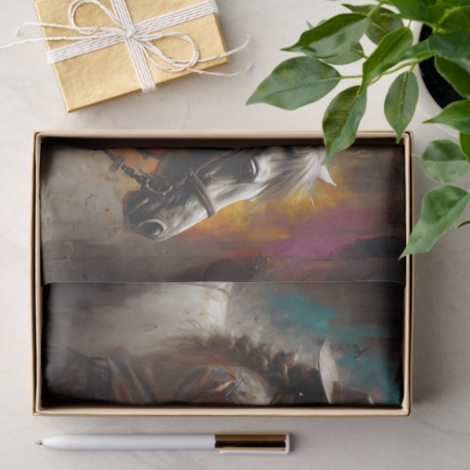 Rustic Cowgirl with White Horse Decoupage Tissuepapier (Geschenk)