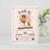 Rustic Cowgirl zadel op de 4e verjaardag Kaart (Staand voorkant)