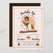 Rustic Cowgirl zadel op de 4e verjaardag Kaart (Voorkant / Achterkant)