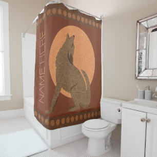 Rustic Coyote Southwest Faux Leather Home Decor Douchegordijn
