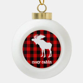 Rustic Cozy Cabin Buffalo Pset Moose Keramische Bal Ornament