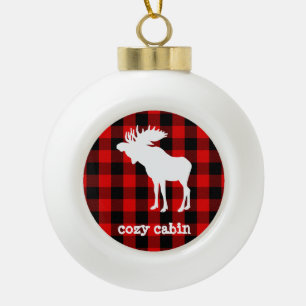 Rustic Cozy Cabin Buffalo Pset Moose Keramische Bal Ornament