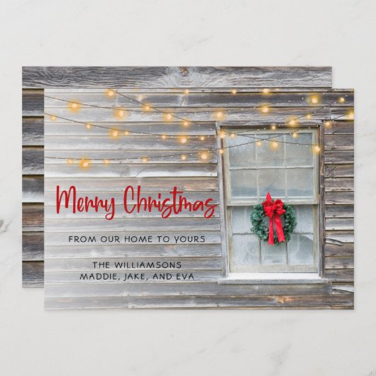 Rustic Cozy Cabin met Twinkle Lights Kerstmis (Voorkant / Achterkant)