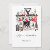 Rustic Cozy kerstscene Fireplace Stockings Feestdagenkaart (Voorkant)