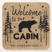 Rustic Cozy Welkom bij onze naam Cabin Kartonnen Onderzetters (Voorkant)