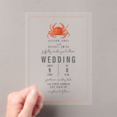 Rustic Crab Coastal Beach Wedding Acryl Uitnodigingen (Insitu (Draagbaar))