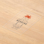 Rustic Crab Coastal Beach Wedding Acryl Uitnodigingen (Laagn)