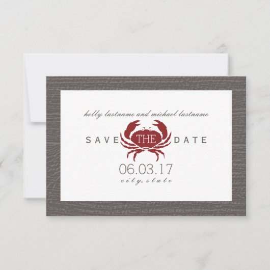 Rustic Crab Wedding Save the Date (Voorkant)