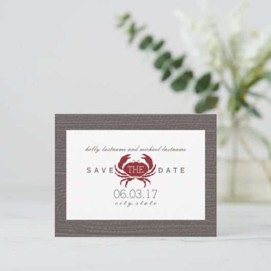 Rustic Crab Wedding Save the Date Aankondigingskaart (Staand voorkant)