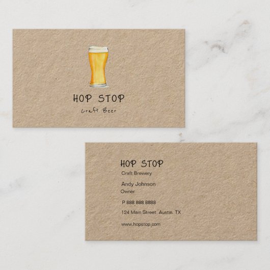 Rustic Craft beer brewery business card Visitekaartje (Voorkant / Achterkant)