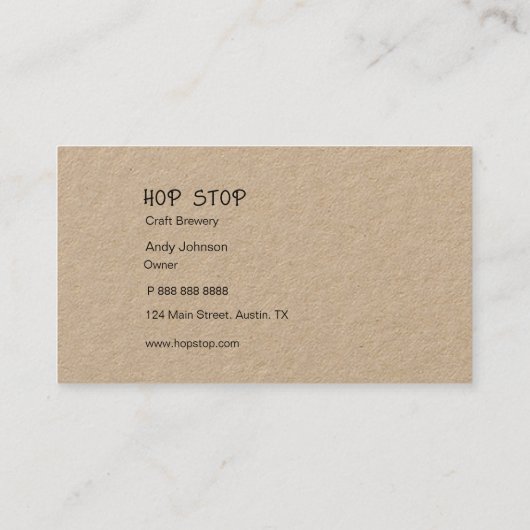 Rustic Craft beer brewery business card Visitekaartje (Achterkant)