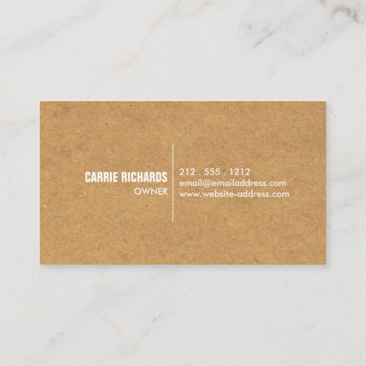 Rustic Craft Cardboard Bakkerij/Catering/Chef Visitekaartje (Achterkant)