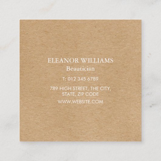 Rustic Craft Delicate Blossom Pink Square Vierkante Visitekaartje (Achterkant)