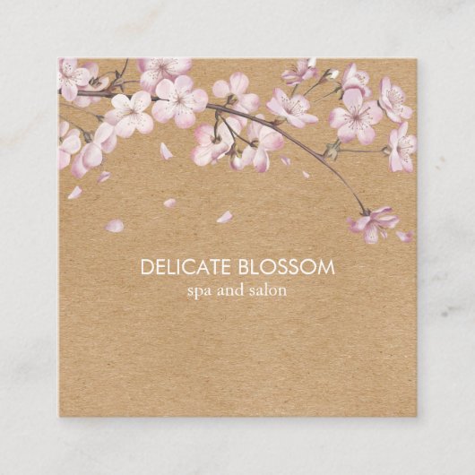 Rustic Craft Delicate Blossom Pink Square Vierkante Visitekaartje (Voorkant)