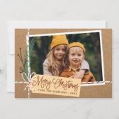Rustic Craft Package Merry Kerstfeestay Foto Feestdagenkaart (Voorkant)