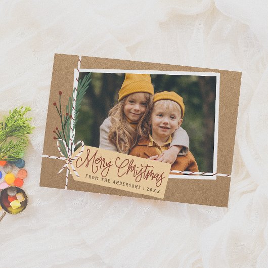 Rustic Craft Package Merry Kerstfeestay Foto Feestdagenkaart