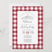 Rustic Cranberry Gingham Holiday Uitnodiging (Voorkant)